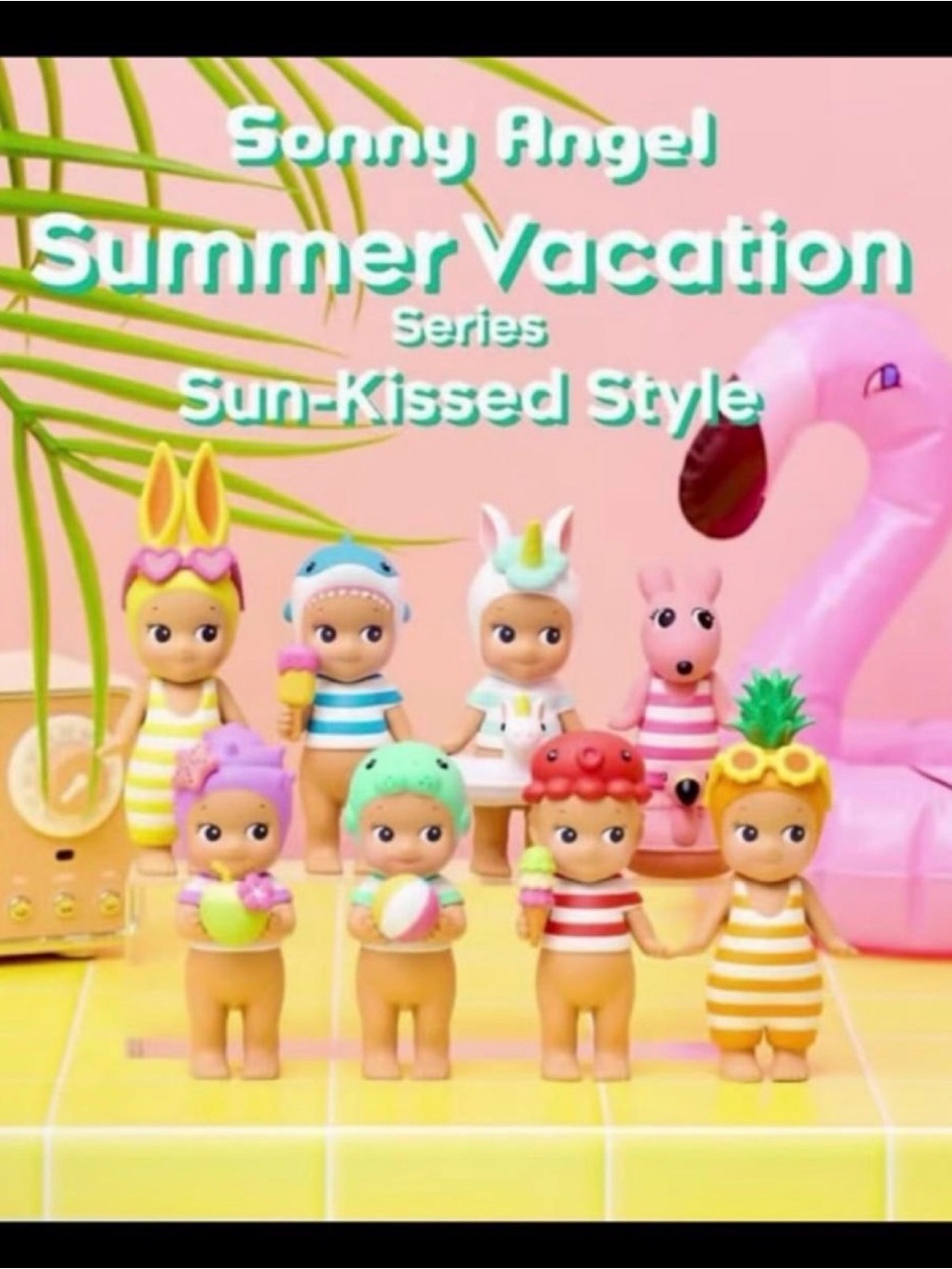 4 pcs Sun-Kissed Sonny Angel Figure — (1pc) Manatee, (2pcs) Shark & (1) Octopus.